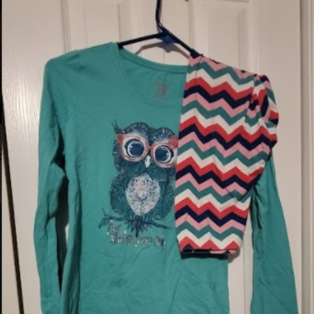 Faded Glory long sleeve tee and legging set Girls 10/12